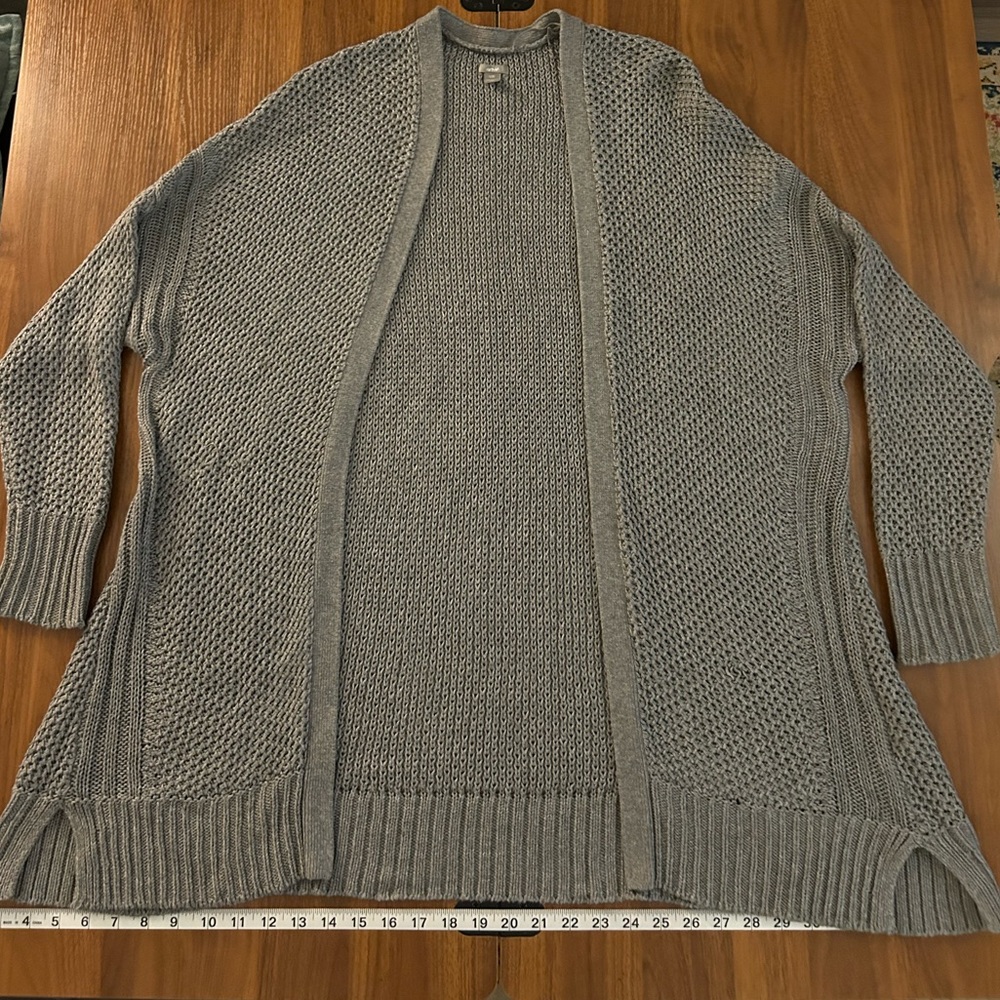 Aerie Gray Cable Knit Open Front Cardigan